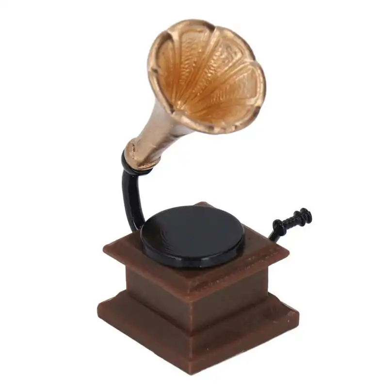 1:12 миниатюрная мебель граммофона, ультра-компактный Ретро фонограф, записывающий проигрыватель с записью, сделай сам, миниатюрный кукольный домик
