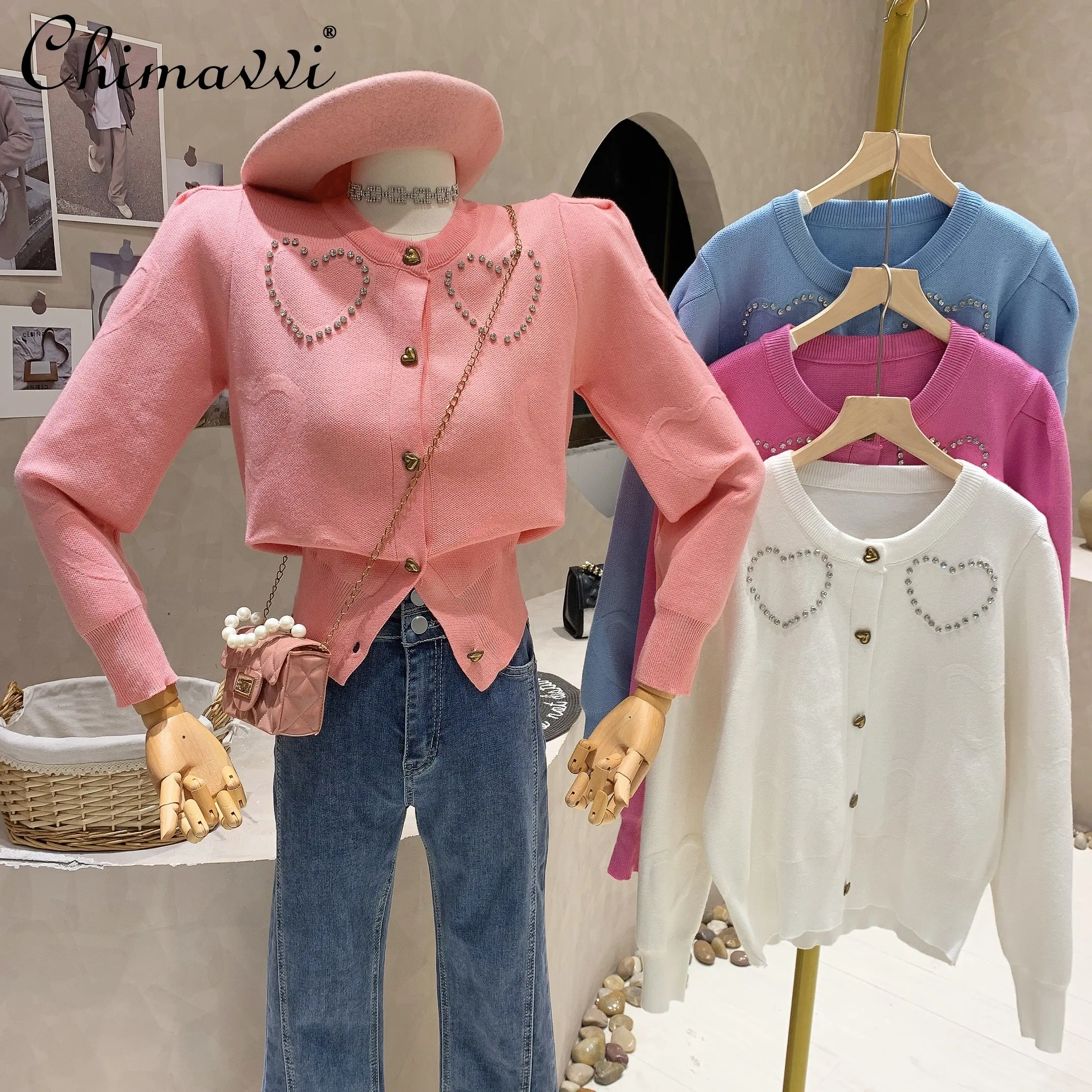 

Женский вязаный кардиган, милый элегантный короткий свитер с длинным рукавом в Корейском стиле, Осень-зима 2022