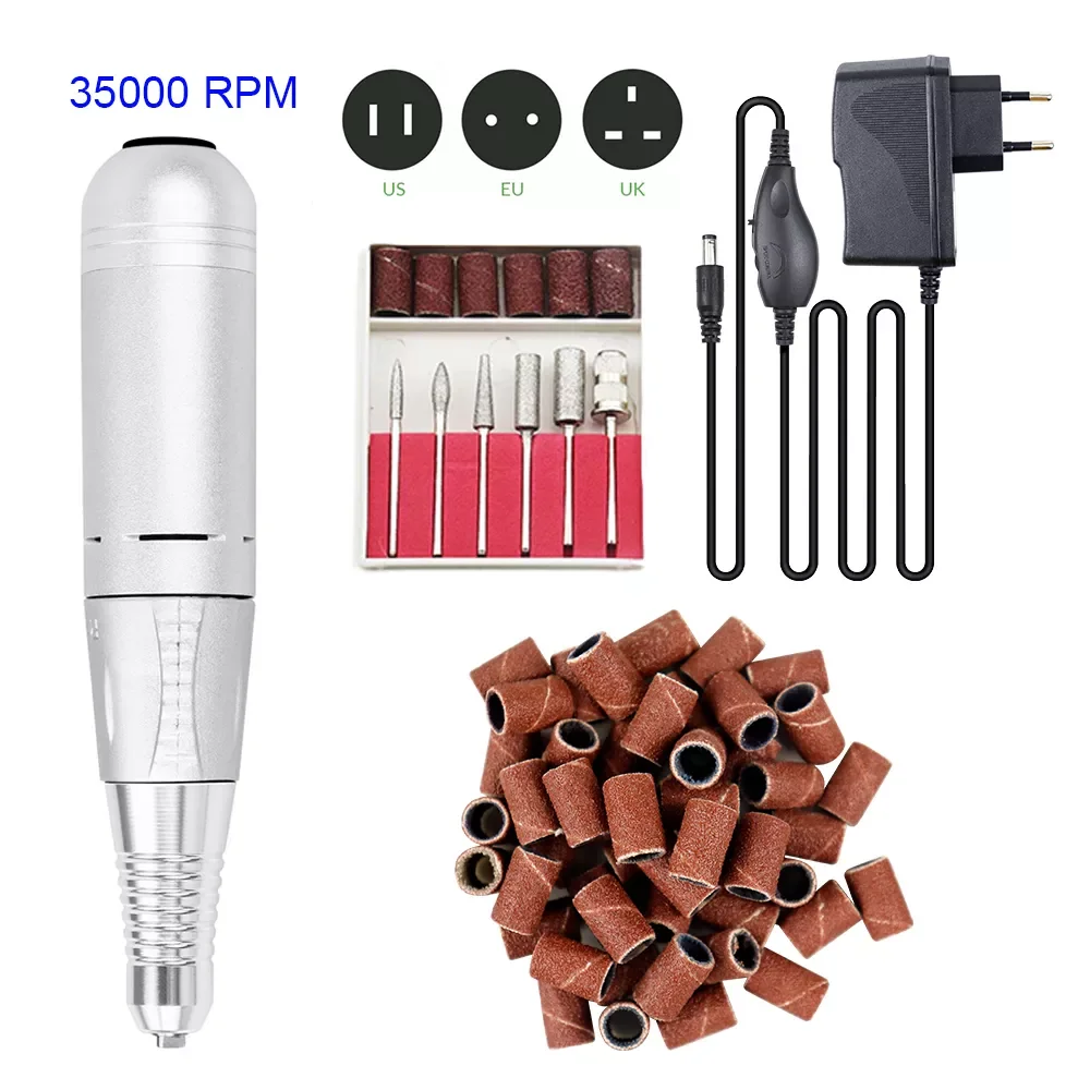 

35000RPM Portable Electric Nail Drill Machine Nail File Kit for Manicure Pedicure Design Polishing Tools for Home Salon Use