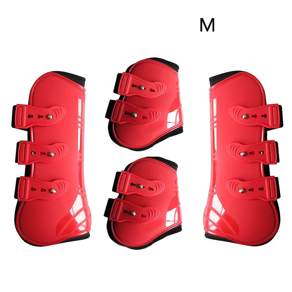Brace Front Hind Adjustable PU Leather Training Riding Farm Outdoor Durable Horse Leg Boots Guard Equestrian Protection Wrap