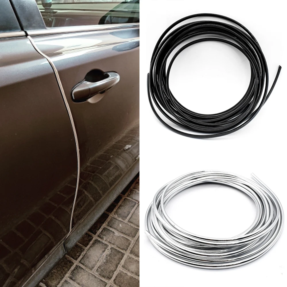 6M Car Door Edge Scratch Guard Protector Cover Strip Roll Universal Chrome Moulding Trim Strip Decorative Line Auto Accessories