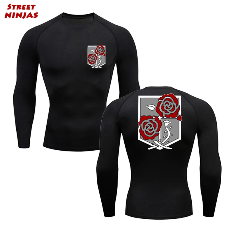 

Anime Attack on Titan Compression Shirts for Men Gym Fitness Rash Guard Athletic Undershirts Long Sleeve Performance Baselayer