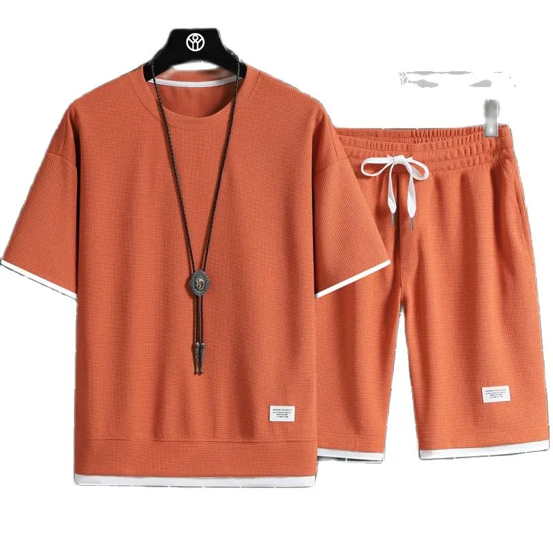 Summer Set Two Piece Linen Men's Casual T-shirt and Shorts Men's Sports Set Fashion Short Sleeve Sports Setpant Sets