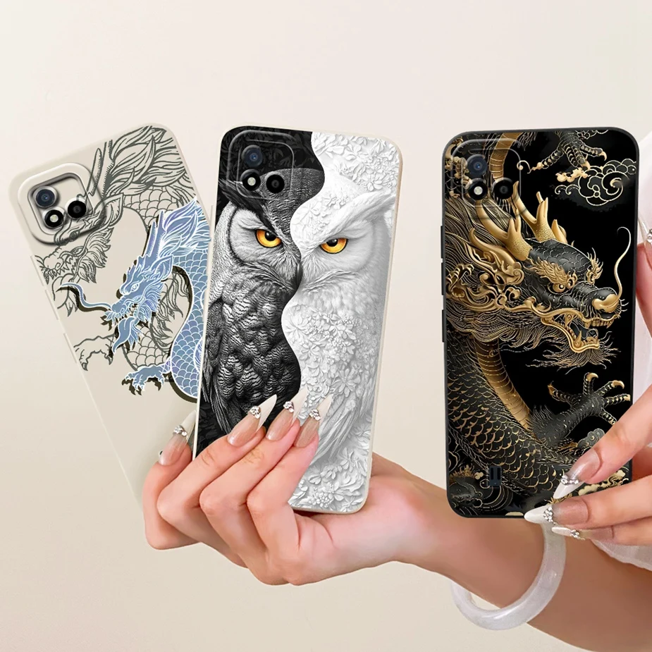 Фото Для Realme C11 2021 Чехол RMX3231 Новый чехол с рисунком цветов Мягкий чехол из ТПУ для Realme C20 C 11 2021 RealmeC11 RMX2185 Бампер №4
