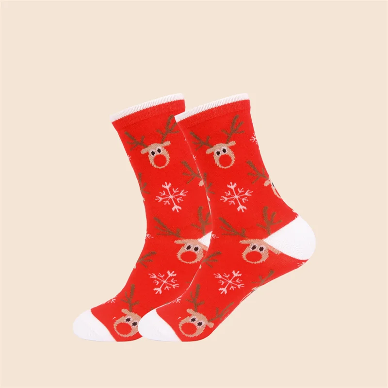 Colorful Women's Christmas Socks 10 Pairs/Set Santa Claus Snowman Elk Patterned Female Ladies Fashion Animal Cotton Sock