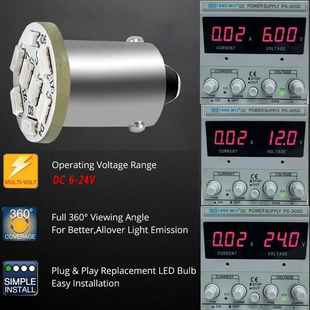 Светодиодная лампа BA9S 6 В/12 В/24 В 10 шт. 44 47 T11 T4W для пинбольной машины Автомобильная