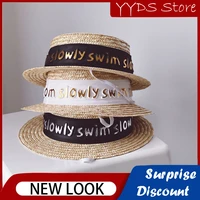 girls letters straw hat ins wascopic straw grass editing sun hat boy girls girl letter long with flat top sunscreen straw hat