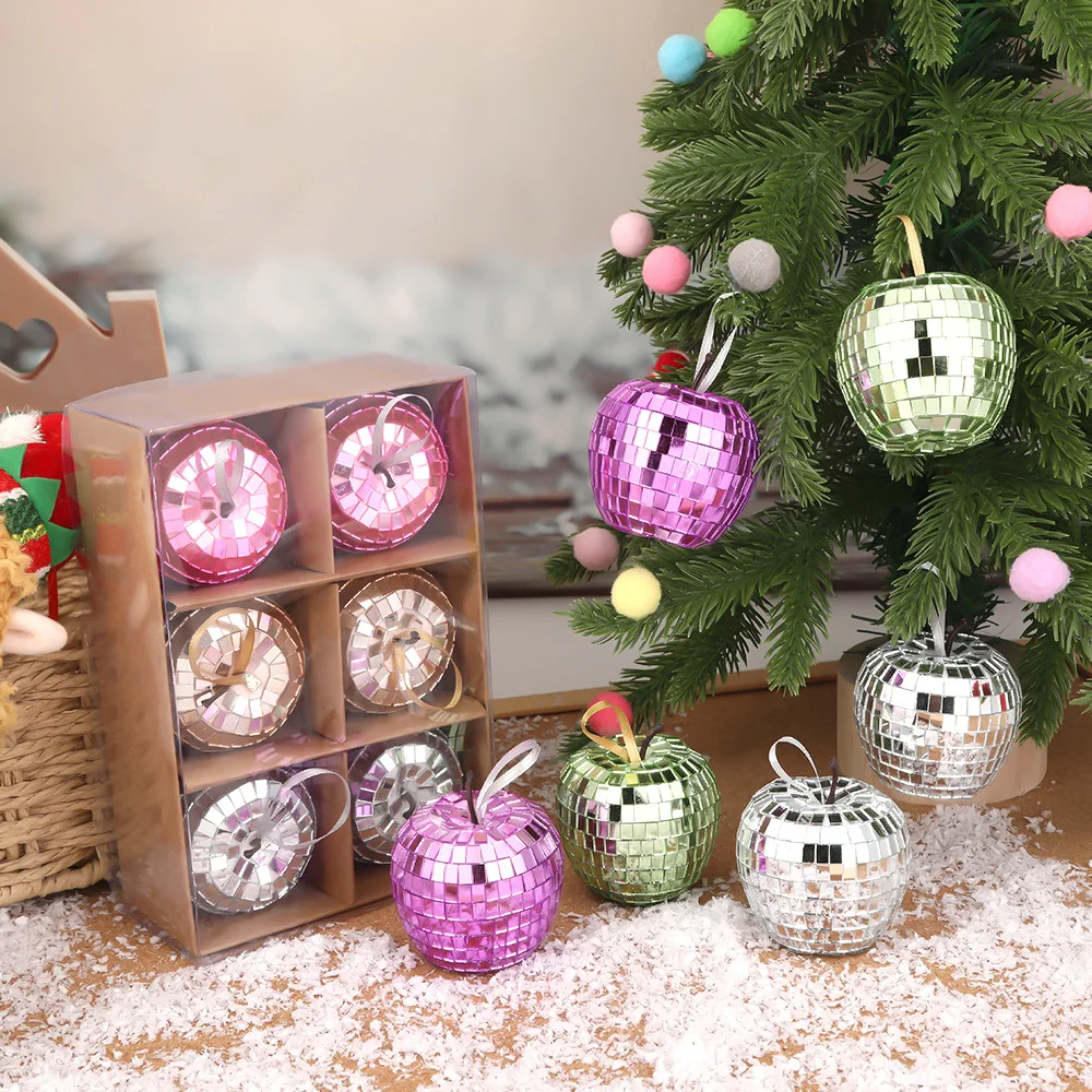 1 комплект рождественский зеркальный шар в форме яблока красочные блестящие