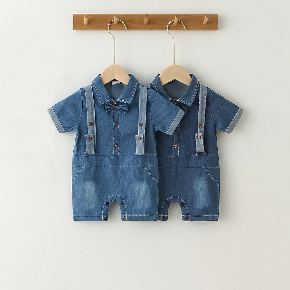 

Baby Boys Clothing Cotton Short Sleeve Denim Boys Jumpsuit For Summer