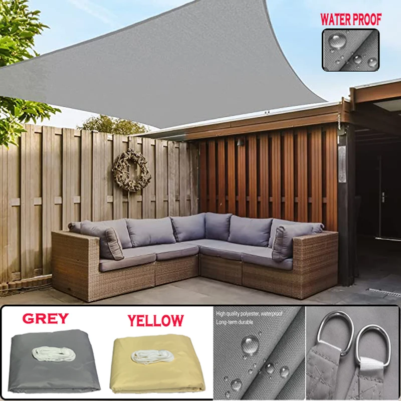 

300D Waterproof Polyester Square Rectangle Shade Sail garden terrace Canopy swimming Sun shade Camping Hiking Yard sail awning 1