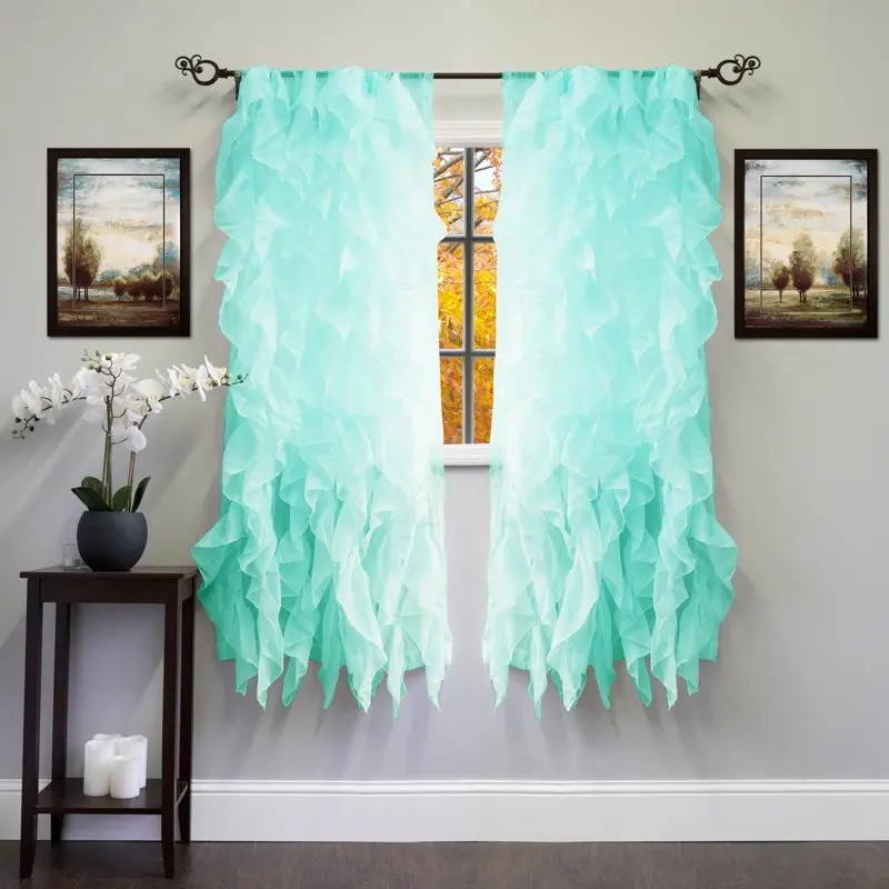 

Chic Sheer Voile Vertical Ruffled Tier Window Curtain Panel 50" x 63"