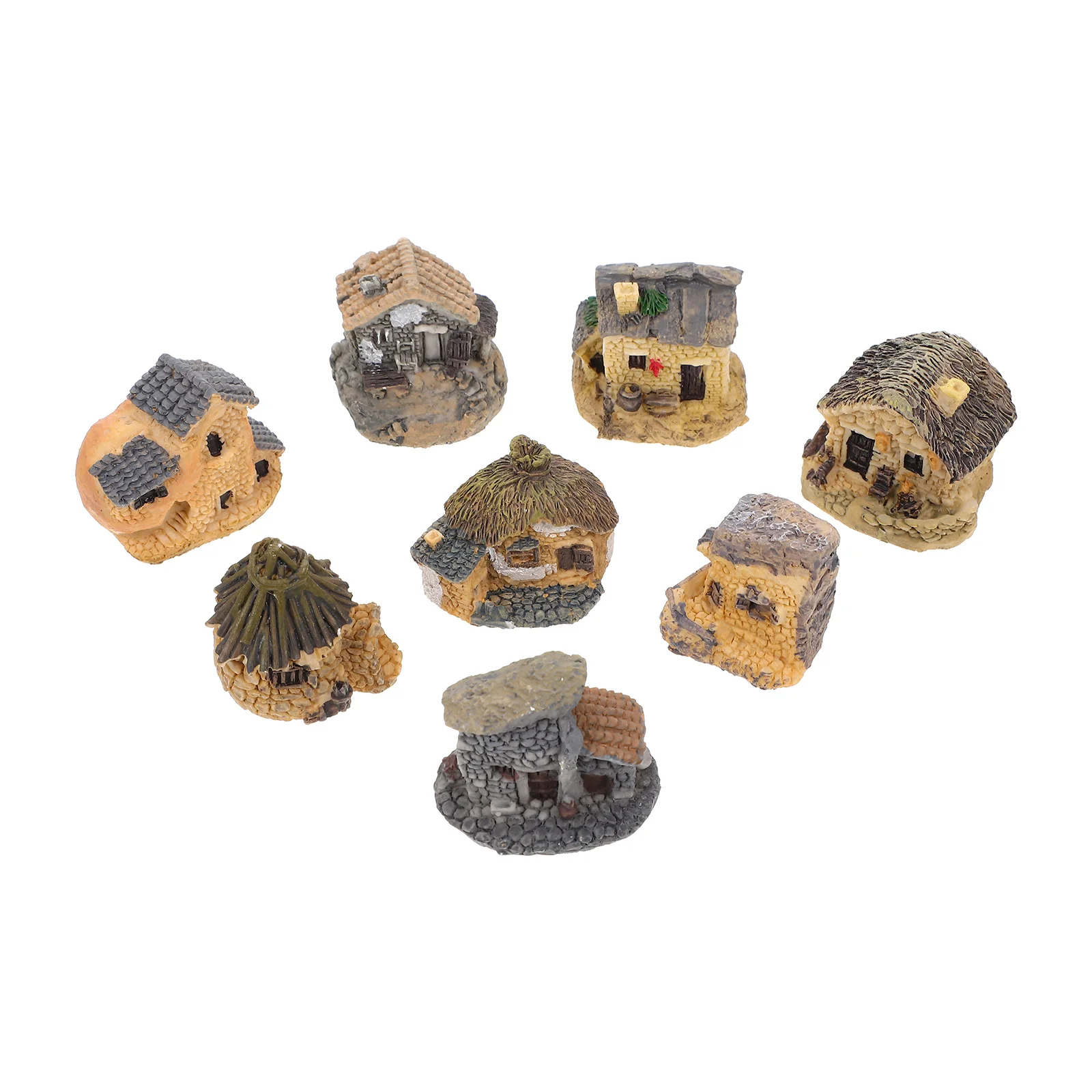 

8 Pcs Christmas Micro Landscape Small House Miniture Decoration Miniature Garden Resin