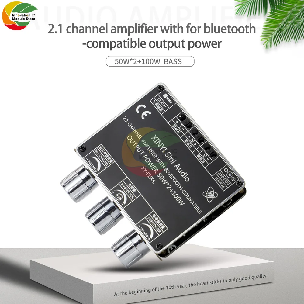 

Модуль платы усилителя мощности E100L, 2,1 каналов, Bluetooth, высокий бас, сабвуфер, приложение, модуль платы усилителя мощности Bluetooth