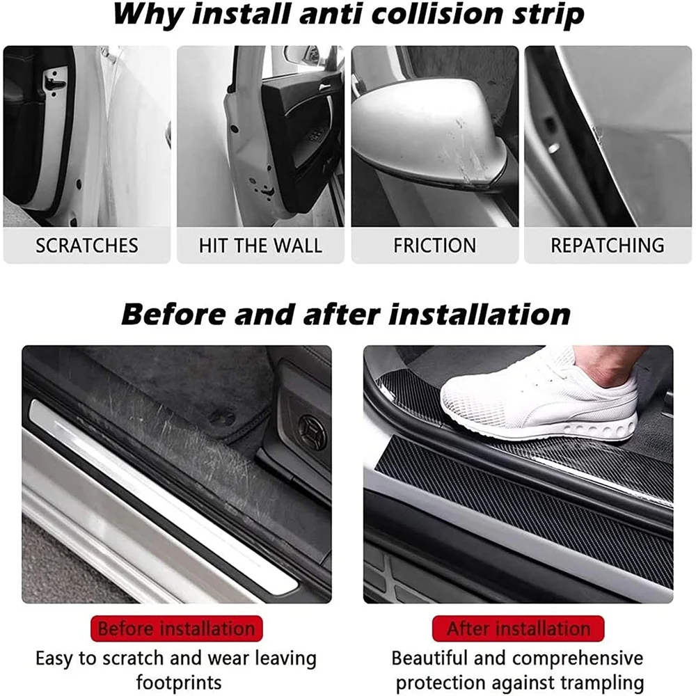

Car Anti-Collision Strip 5D Carbon Fiber Pattern Trunk Bumper Protection Sticker Mirrors Trunks Doors Door Sills 1pc PR Sale