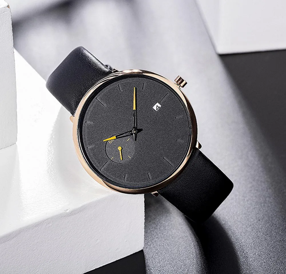 

Dropshipping Mens Watches Top Brand Luxury Big Dial Quartz Wristwatch Chronogaph Leather Waterproof Sport Timepieces Men Clock