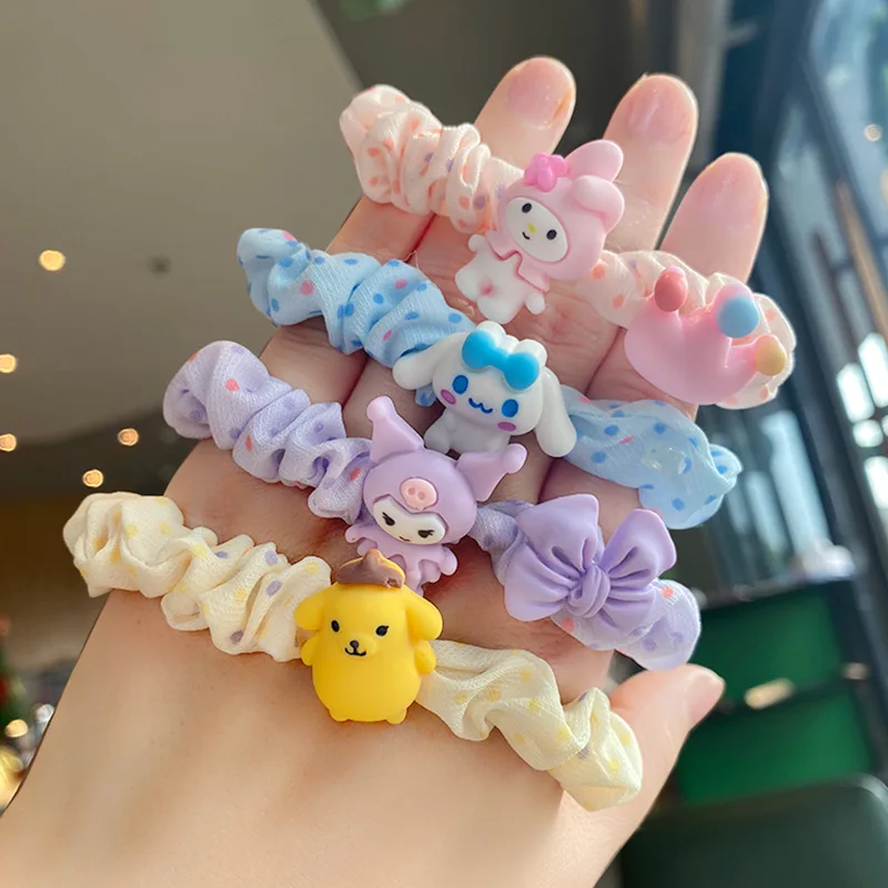 

Sanrioed Mymelody Purin Cinnamoroll Cartoon Small Intestine Ring Rubber Band Japanese Cute Ins Ball Head Rope