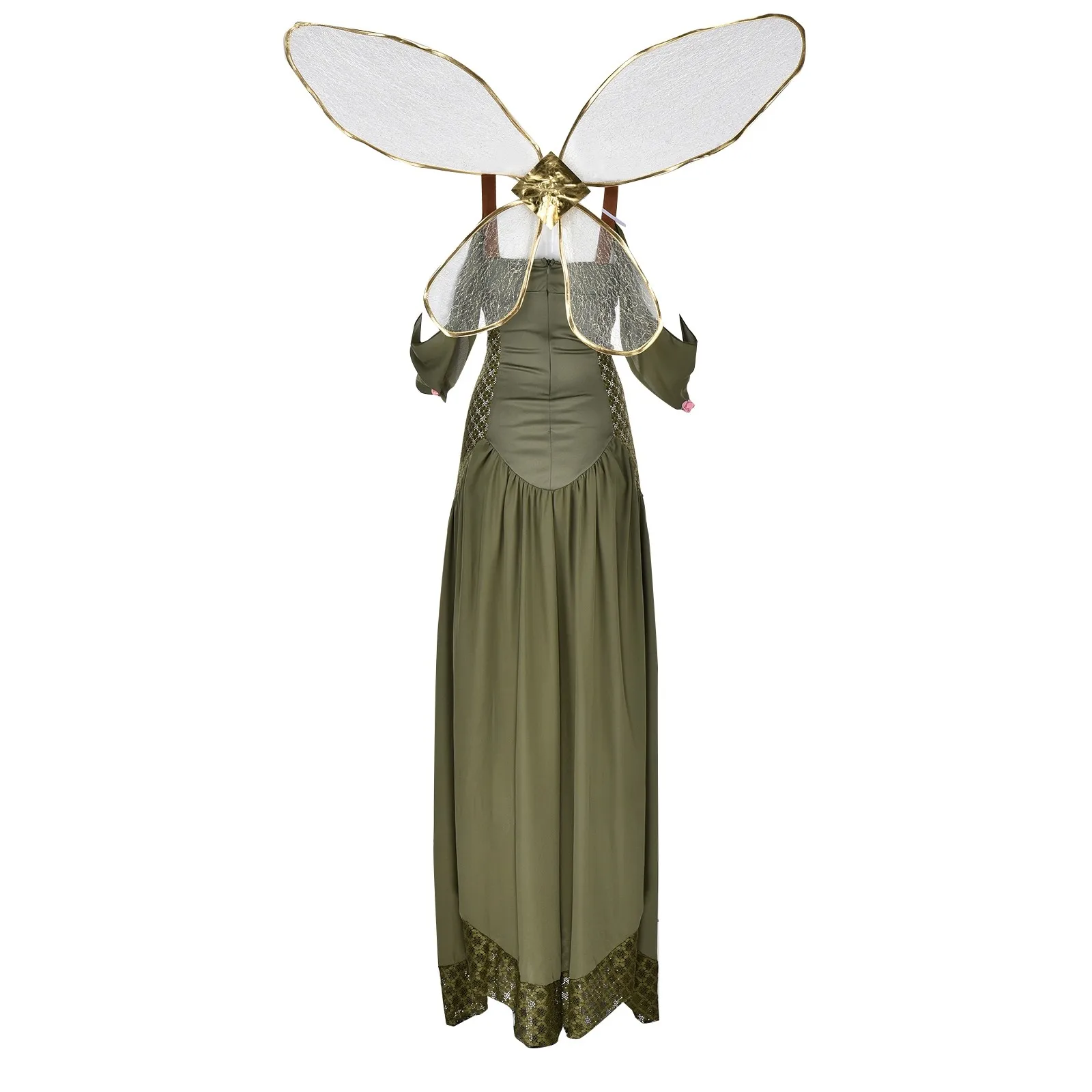 Женское платье в виде колокольчика с изображением ангела и цветка