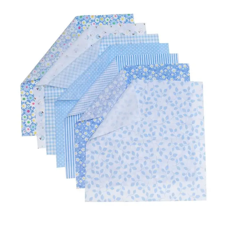 

7pcs Blue Series Cotton Fabric Patchwork Cloth Flower Pattern Sewing Textile Material for DIY Sewing Quilting Bedding
