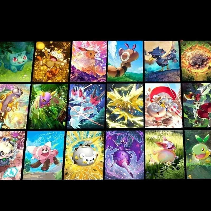 

18 шт./набор, мультипликационные персонажи покемона Meowth Eevee Yamper, рефракционная флэш-карта, аниме классика, искусственная игрушка в подарок