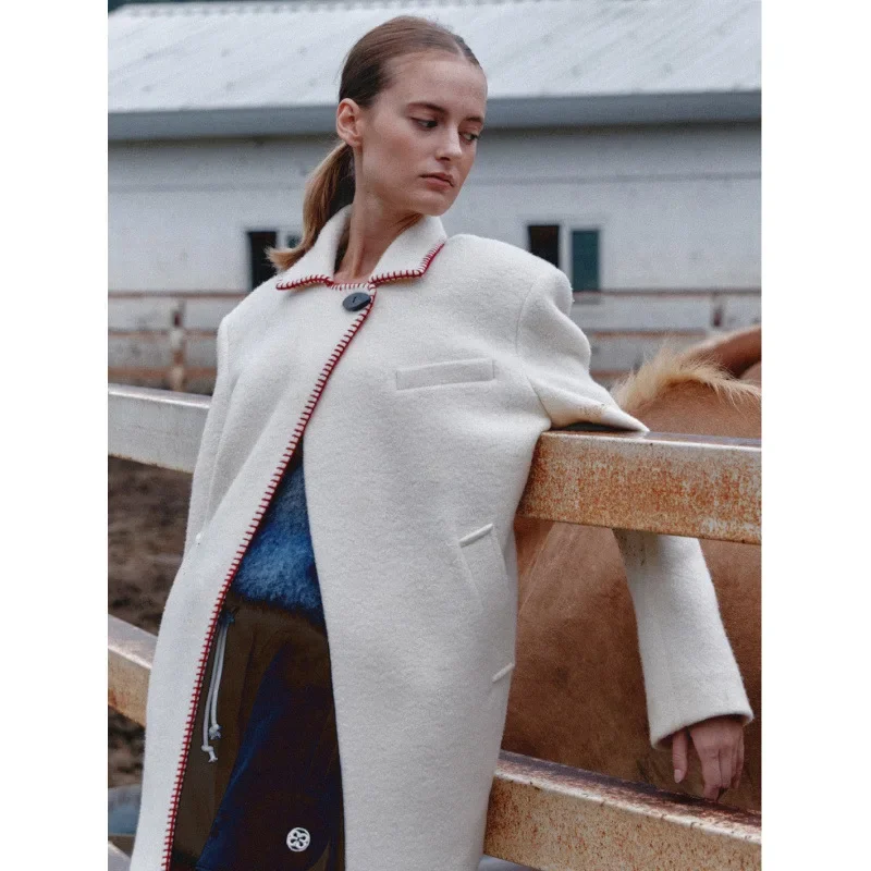 Корейское шерстяное пальто с лацканами Dongdaemune Sensibility для женщин 24 весна-лето 2023