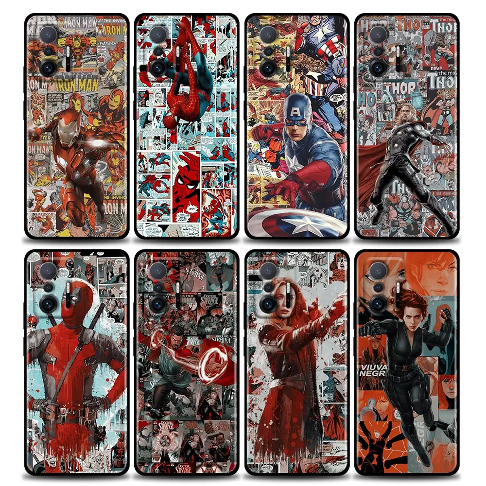

Marvel Avengers poster Phone Shell for Xiaomi Mi 12 12X 11T X4 NFC M3 F3 GT M4 Pro Lite NE 5G Poco M3 M4 X4 Soft Case Cover Capa