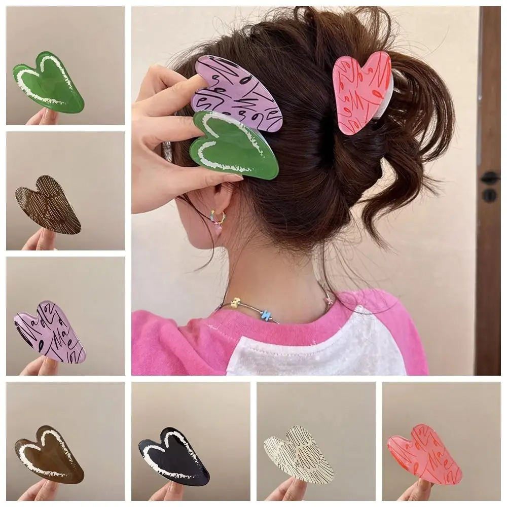 

Love Heart Hair Claw Creative Acrylic Geometry Hair Clip Korean Girls