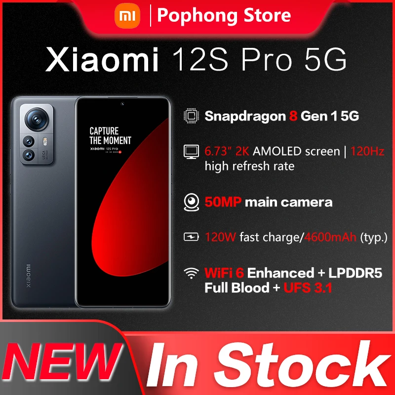 Xiaomi 12S Pro MobilePhone 6.73 inch 2K AMOLED 120Hz flexible display Snapdragon Gen 8+ Octa Core 120W Charger NFC