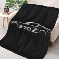 370z car outline chrome look throws blankets collage flannel ultra soft warm picnic blanket bedspread on the bed