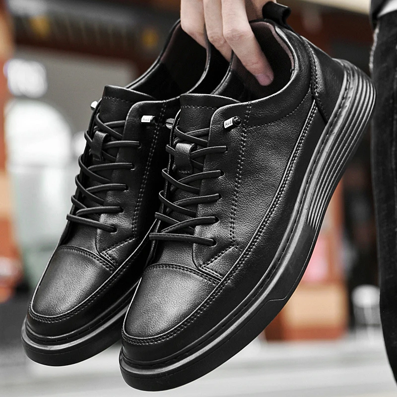 Мужская повседневная обувь из натуральной кожи модные легкие уличные кроссовки