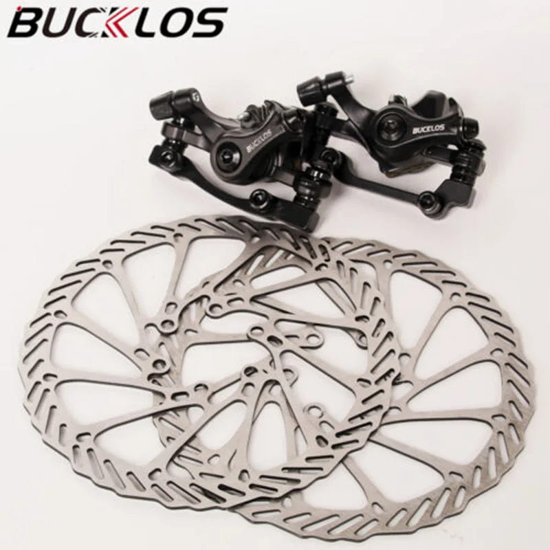 

BUCKLOS Bicycle Mechanical Disc Brakes Caliper Front Rear MTB 160mm Rotor Linear Pull Mechanical Disc Brake Set Road Bike Parts