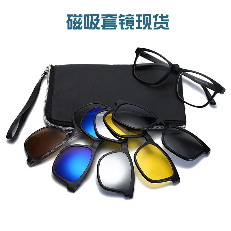 

Polarized Sunglasses Men Women 5 In 1 Custom Optical Prescription Magnetic Sunglasses Clip Polaroid Clip on Sun Glasses Frame