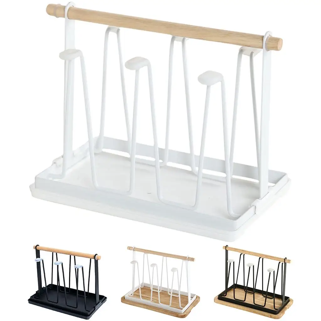 

Cup Drying Rack Stand 6 Cup Hooks Drainer Holder for Mug Bottles Storage