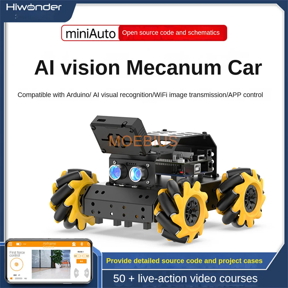 Hiwonder Miniauto Arduino Робот Автомобиль Omni Wheel AI Визуальное распознавание Отслеживание UNO
