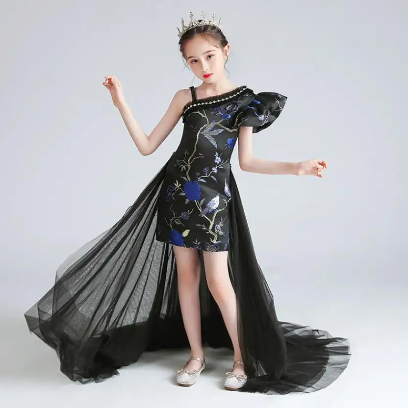 Children's Catwalk Trailing Gown Birthday Party Wedding Princess Dresses For Girls Easter Kids Infant Clothes L1686