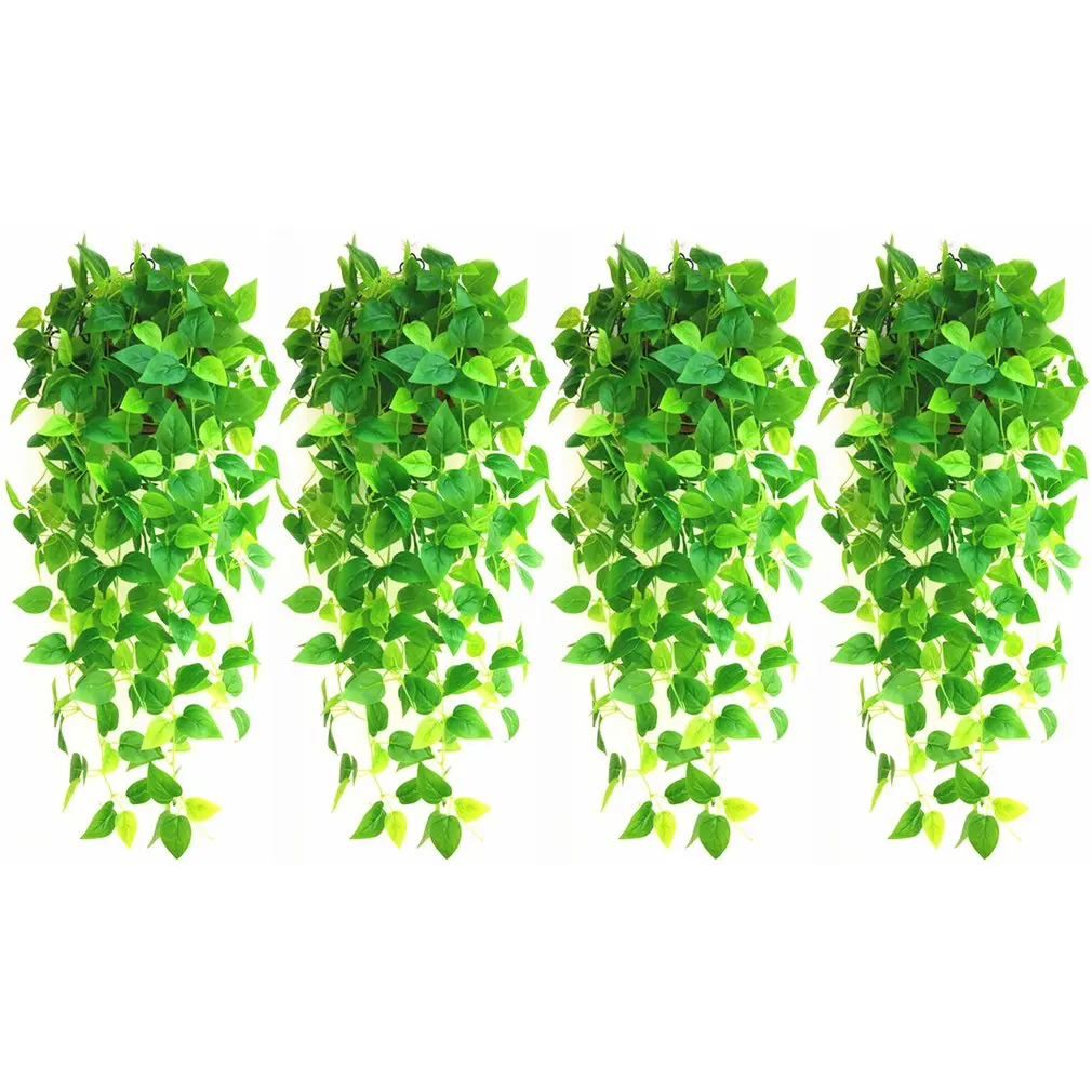 

Искусственные листья виноградной лозы 110 см, 4 шт., подвесные плюща, искусственные цветы, листья на стену, зеленые листья для порога, украшени...