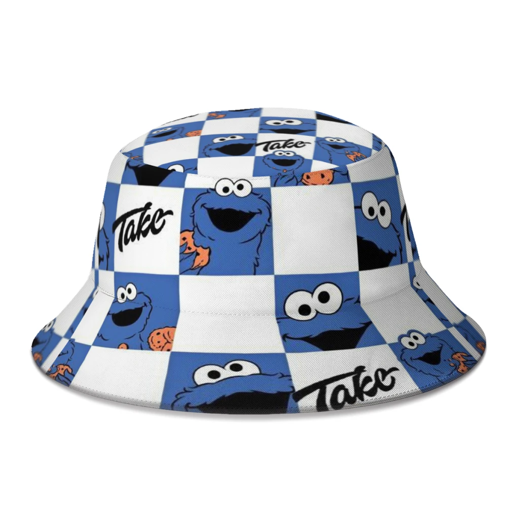 

Sesame Street Blue Monster Women Bucket Hat Camping Sunshade Girl Panama Cap Visor Sun Hats Fisherman Caps