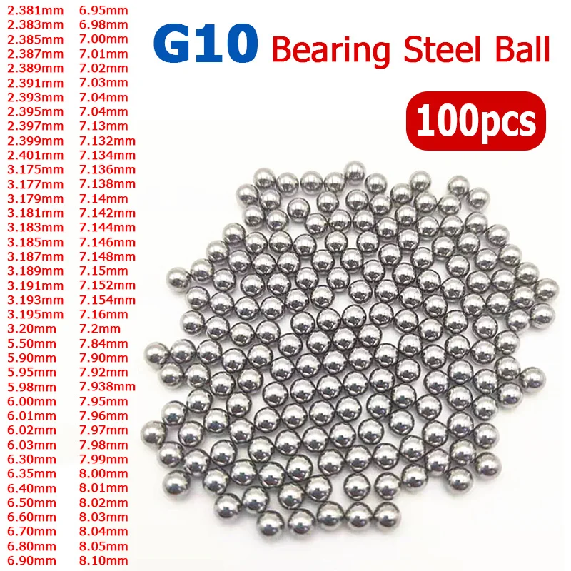 

Стальные шарики подшипника G10 100 шт. 2,381~8,01 мм
