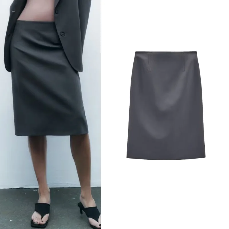 

Новая стильная женская повседневная и тонкая универсальная трапециевидная юбка из смесовой шерсти прямая юбка с высокой талией