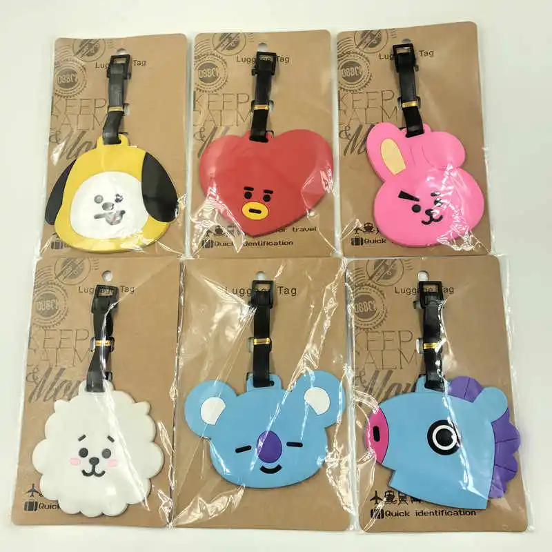 Силиконовая бирка для багажа с героями мультфильмов BT21 подвеска Tata Shooky