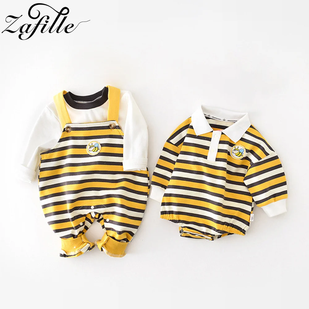 

ZAFILLE Brother Matching Outfits Cosplay Bee Toddler Baby Costume 0-2Y Kids Newborn Boys Clothing Striped Children Clothes Set