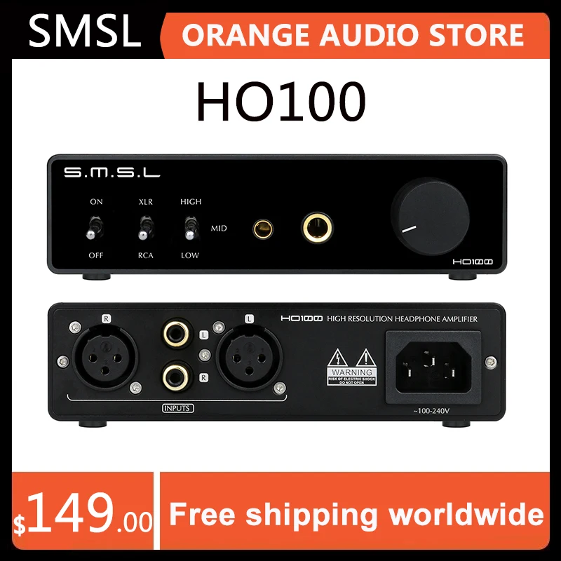 

SMSL HO100 HiRes Headphone Amplifier 6.35mm unbalanced 4.4mm balanced output 3Wx2 1.5Wx2 200mWx2 100mW headset AMP RCA XLR input
