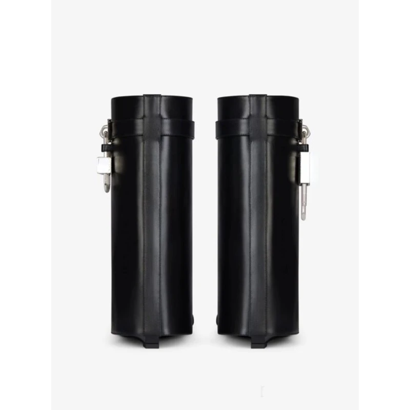 2023 Women's High Heel Summer Boots Open Toe Black Women's Boots Rhinestone Silver Round Head Knee Length Fashion Boots Large 43