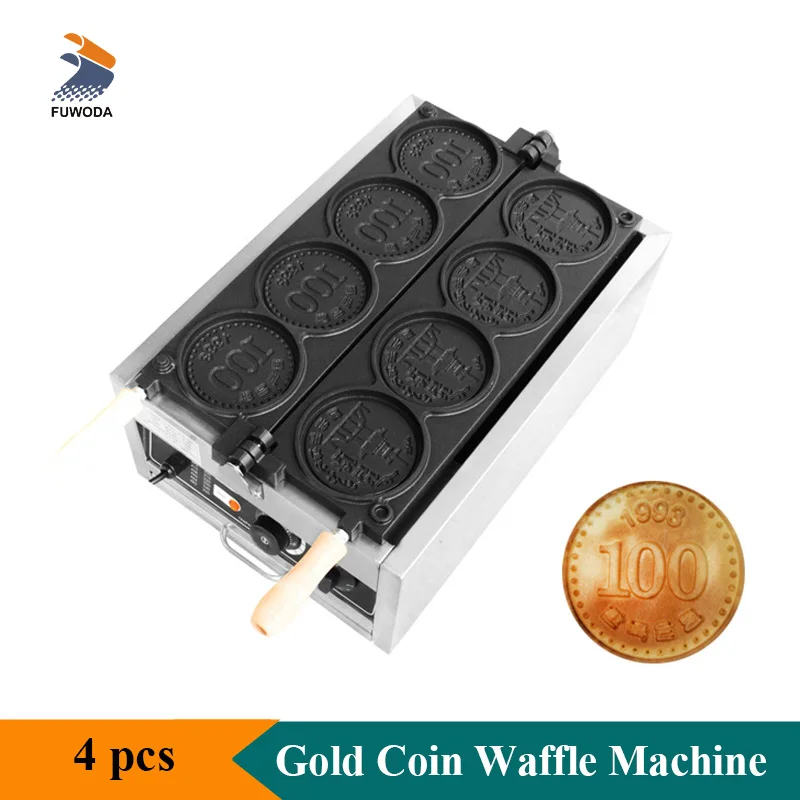 Электрическая 220 В 110 машина для вафельного торта с золотыми монетами 4 шт.