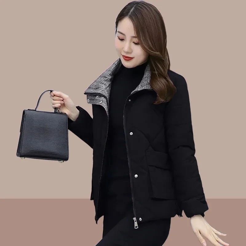 Down Cotton Coat Womens 2022 New Winter Fashion Slim All-match Padded Jacket Women Casual Large Size Short Thick Warm Parkas