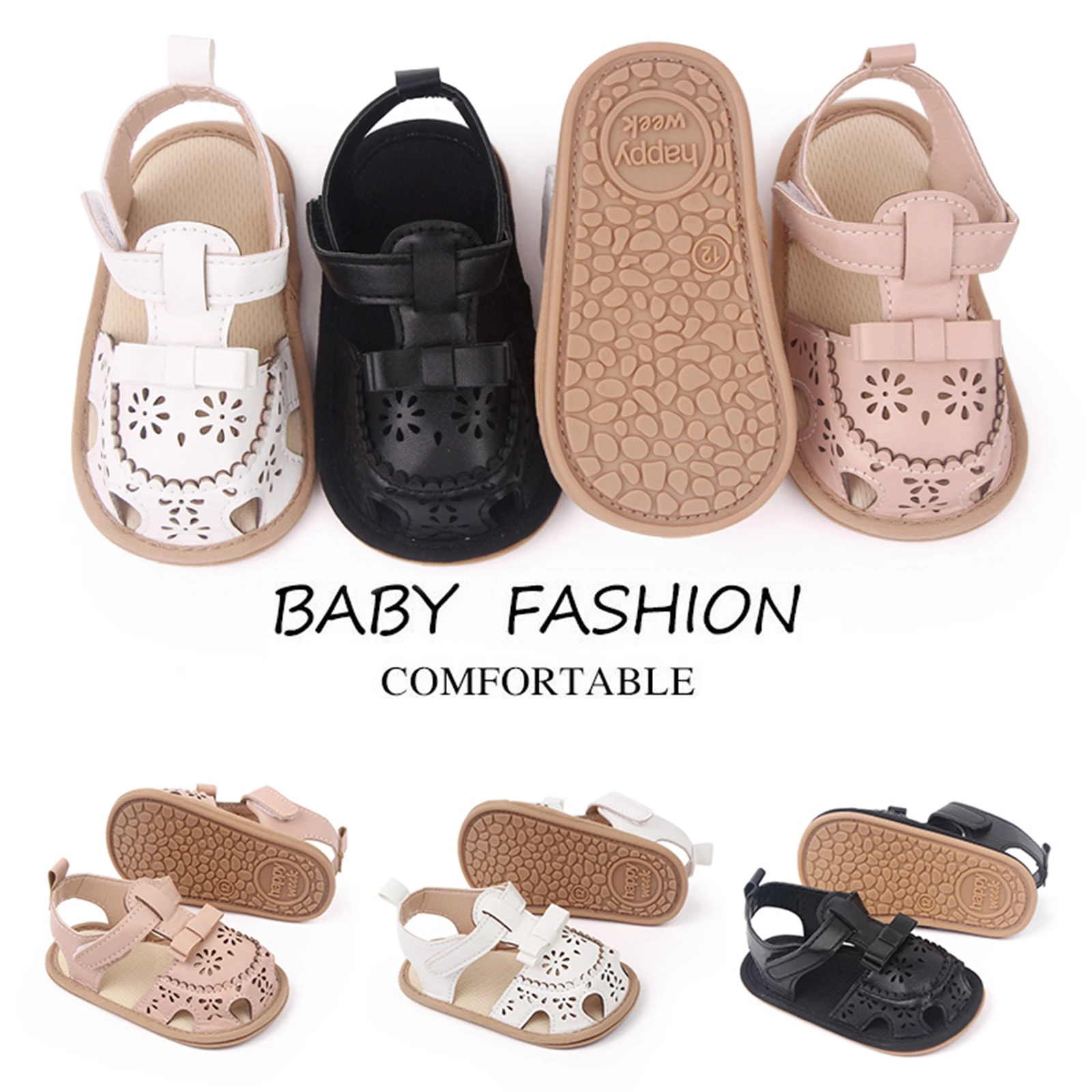 

Infant Baby Girls Boys Sandal PU Leather Flexible Non-slip Hollowed Summer Flat Shoes for Casual Daily 0-18Months