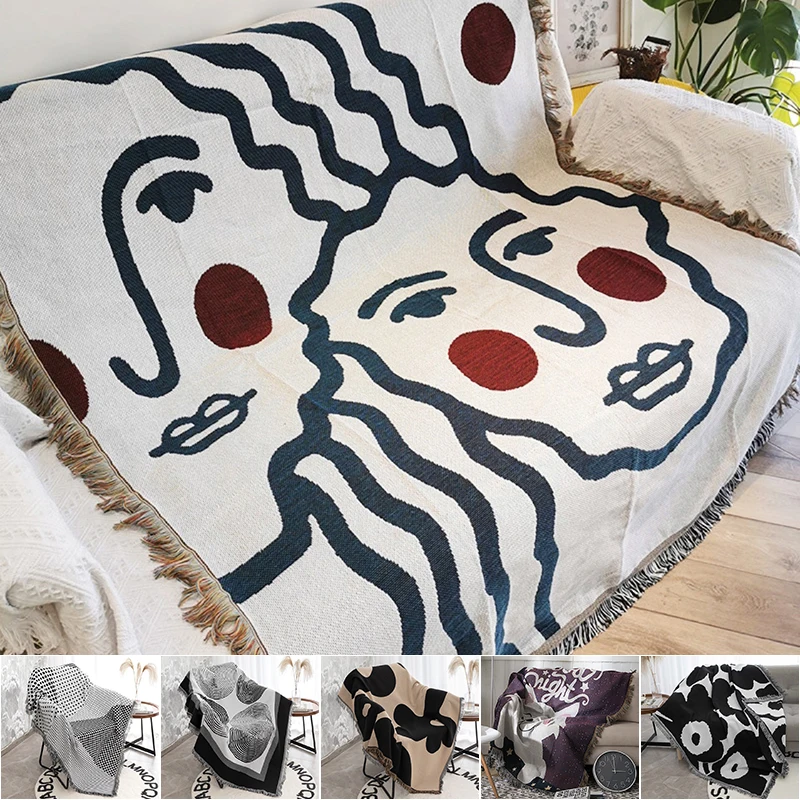 

Puzzle Outdoor Throw Blanket Sofa Covers Chic Cobertor Decorations For Home Dust Cover Air Conditioning Blankets For Bed
