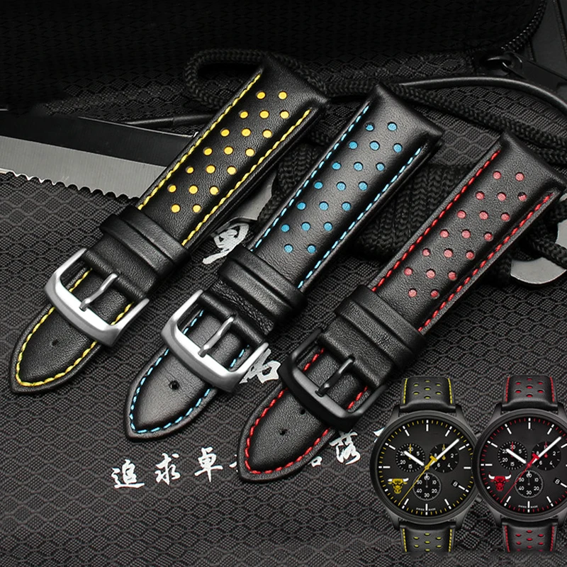 

Ремешок из натуральной кожи для мужских часов, водонепроницаемый браслет из воловьей кожи, пористый дышащий прошитый вручную браслет для наручных часов, 22 мм