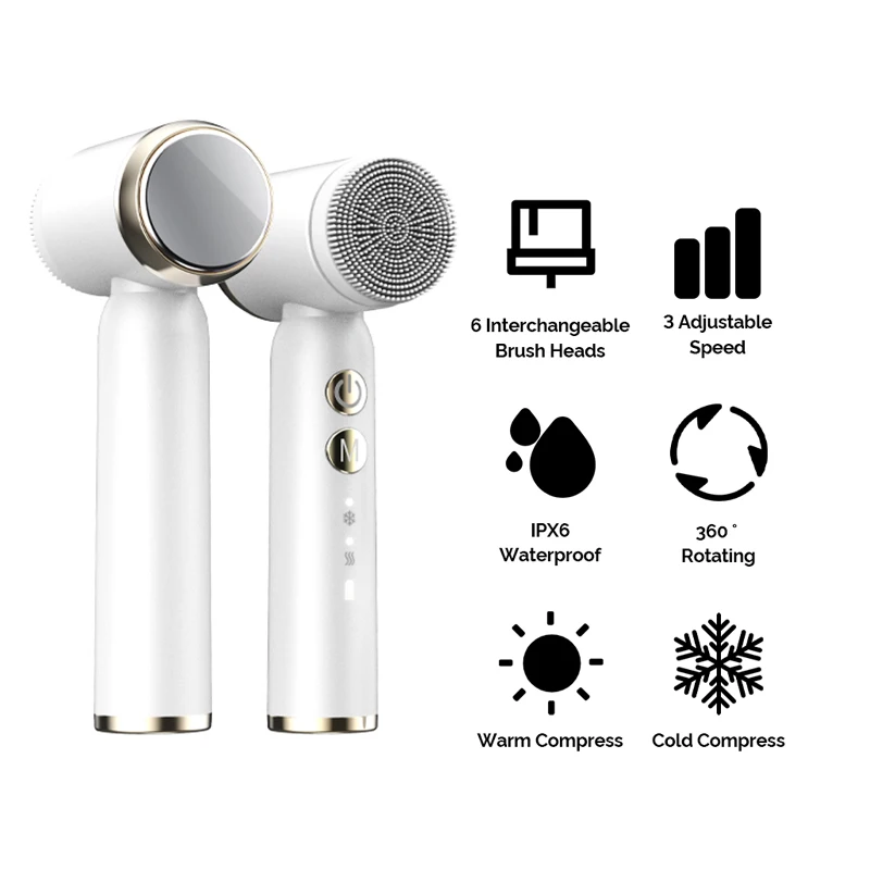 6 в 1 Ультразвуковая электрическая щетка для очищения лица силиконовая горячая и