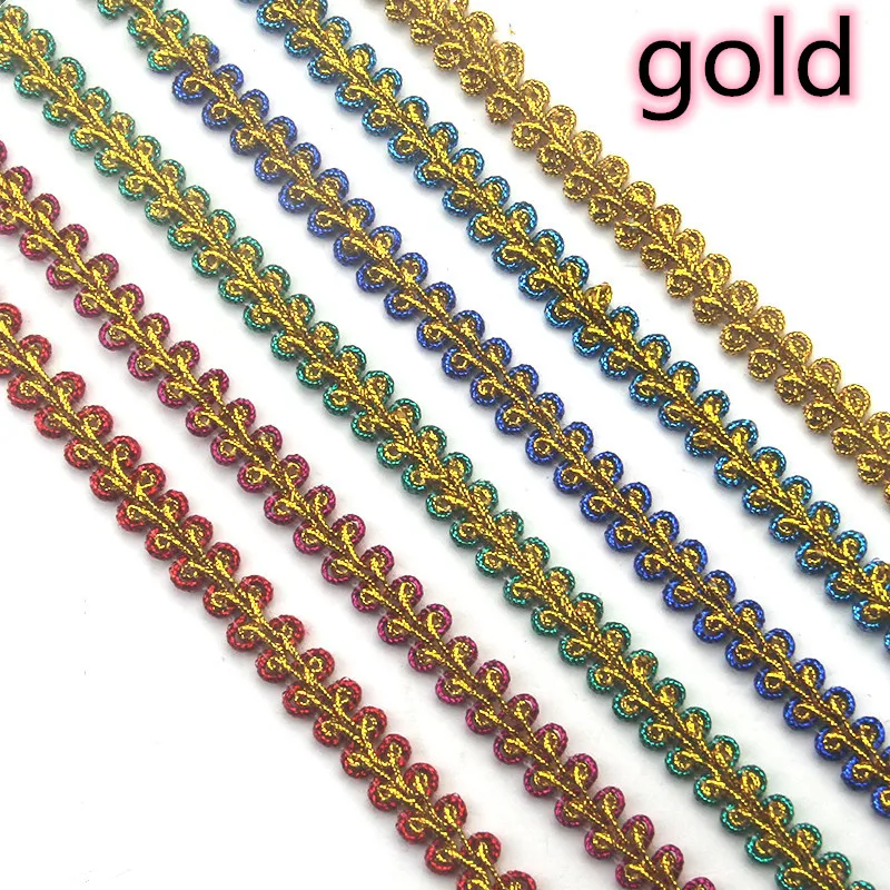 Лента с кружевной отделкой золотистая/Серебристая плетеная цельнокроеная лента