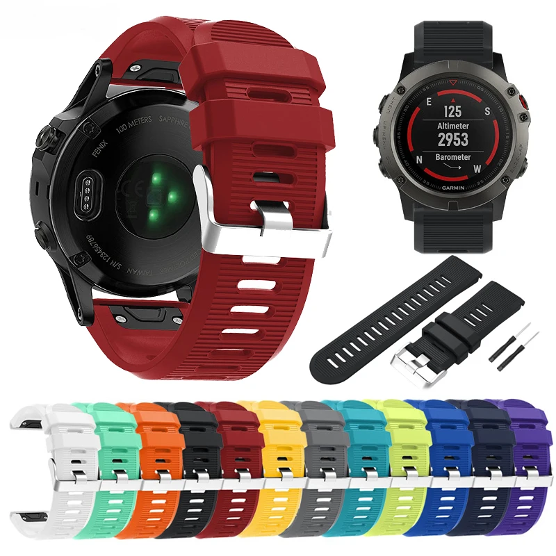 

Ремешок для часов Garmin Fenix 5X Plus, быстросъемный силиконовый ремешок для Fenix 5X/Fenix 6X/Fenix 6X Pro/Fenix 7X/Fenix 3
